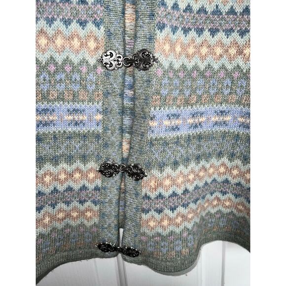 Frost 100% Lambs Wool cardigan sweater with metal fashion clasps - size XL - Picture 4 of 12